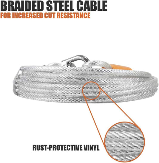 BV Dog Tie Out Cable 25 Feet - Heavy Duty Dog Lead up to 90 Pounds - Reflective & Rust-Free with Quick Release Swivel Clips & 360° Rotating Clasp - Tangle-Free Dogs Runner for Yard (Silver, Single)