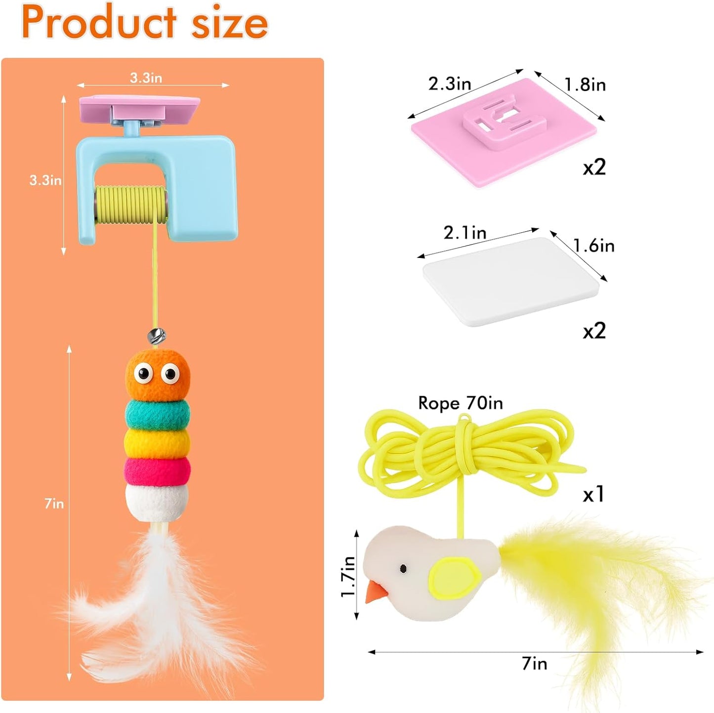 Interactive Cat Toys for Indoor Cats,Automatic Cat Hanging Toys for Bored Indoor Adult Cats, Caterpillar and Flying Bird Toy for Door Frame, Self-Play Pet Chase Toy-Blue