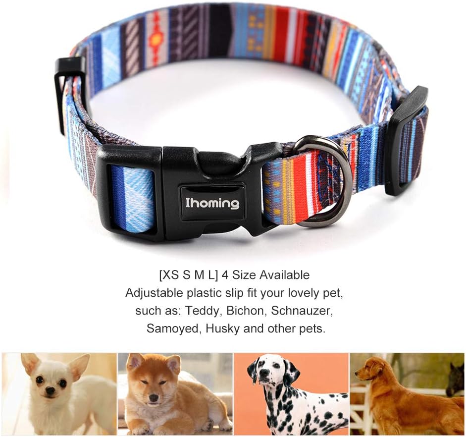 Ihoming Dog Collar and Leash Set for Daily Outdoor Walking Running Training, Splicing Design for Small Boys Girls Dogs Cats Pets, S-Up to 20LBS