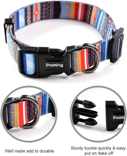 Ihoming Dog Collar and Leash Set for Daily Outdoor Walking Running Training, Splicing Design for Small Boys Girls Dogs Cats Pets, S-Up to 20LBS