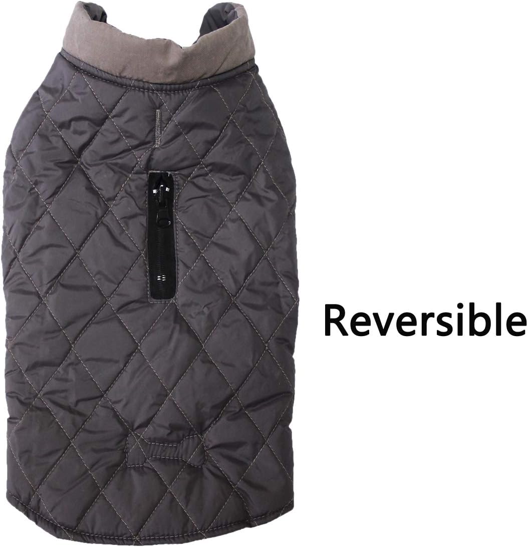Vecomfy Reversible Dog Coats for Small Dogs Waterproof Warm Puppy Jacket for Cold Winter,Grey S