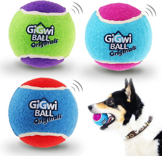 Squeaky Dog Tennis Balls, 3 Pack Elastic Interactive Toy for Dogs | High-Bouncy Dog Balls, 2.5 Inches Diameter, Fit Classic Ball Launchers, Bright Colors for All Dog Breeds Indoor& Outdoor Play