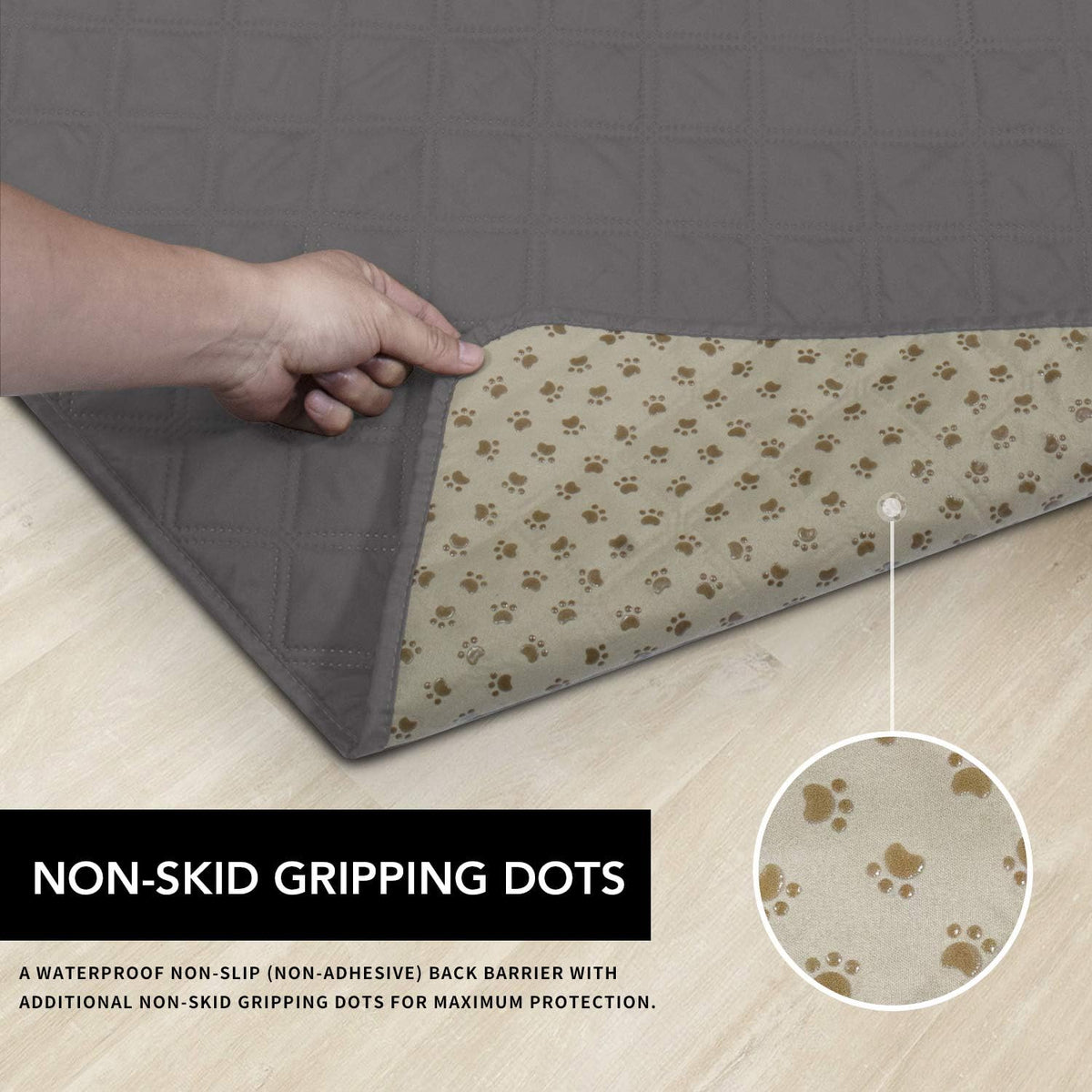 Easy-Going 100% Waterproof Dog Bed Cover, Non-Slip Pet Blanket for Furniture, Washable Couch Cover, Repleasement Sofa Cover (86x82 in,Gray)