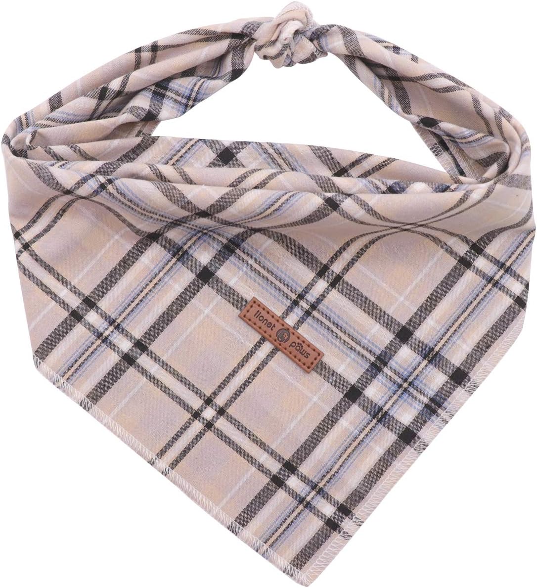 Lionet Paws Dog Bandana Washable Cotton Handkerchief Scarf Triangle Bandana for Small Medium Large Dogs Grey