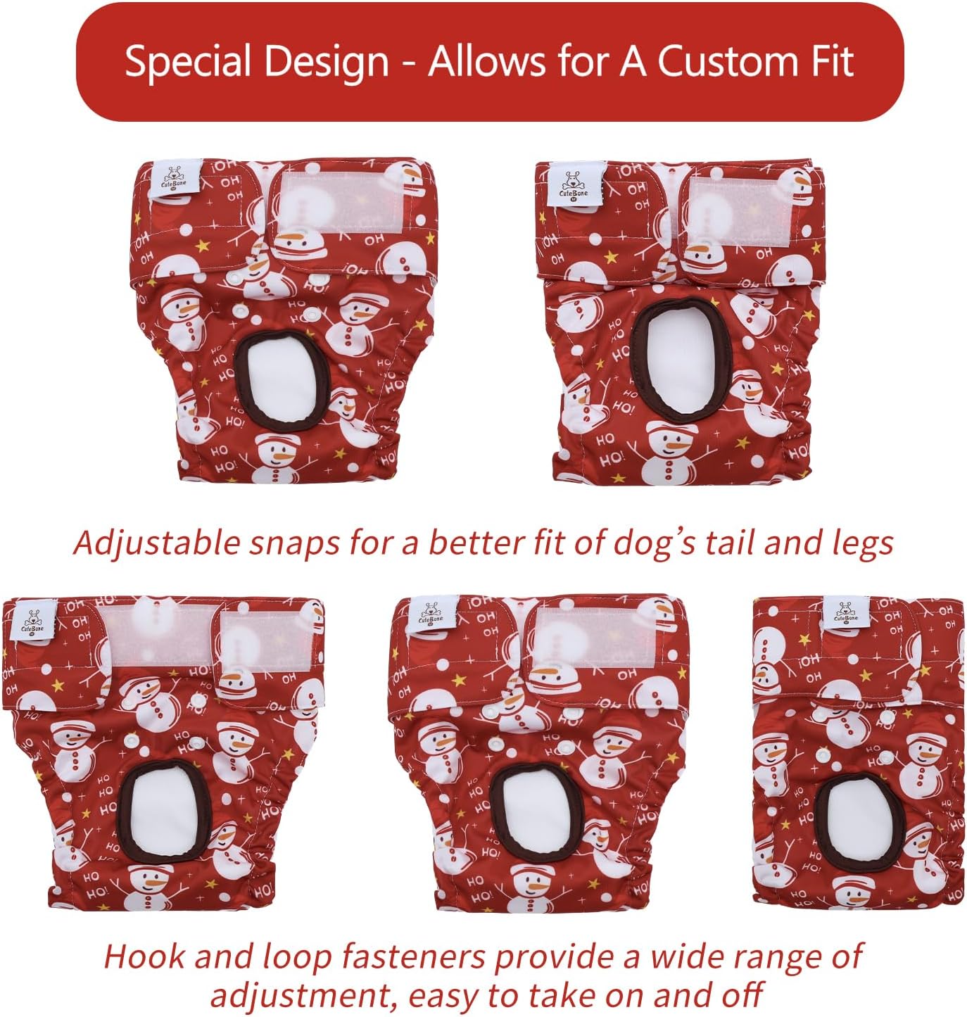 CuteBone Dog Diapers Female Washable Small Medium Large 3 Pack Reusable Doggie Diapers Puppy Period Pants for Doggy Heat Cycle Peeing D75M
