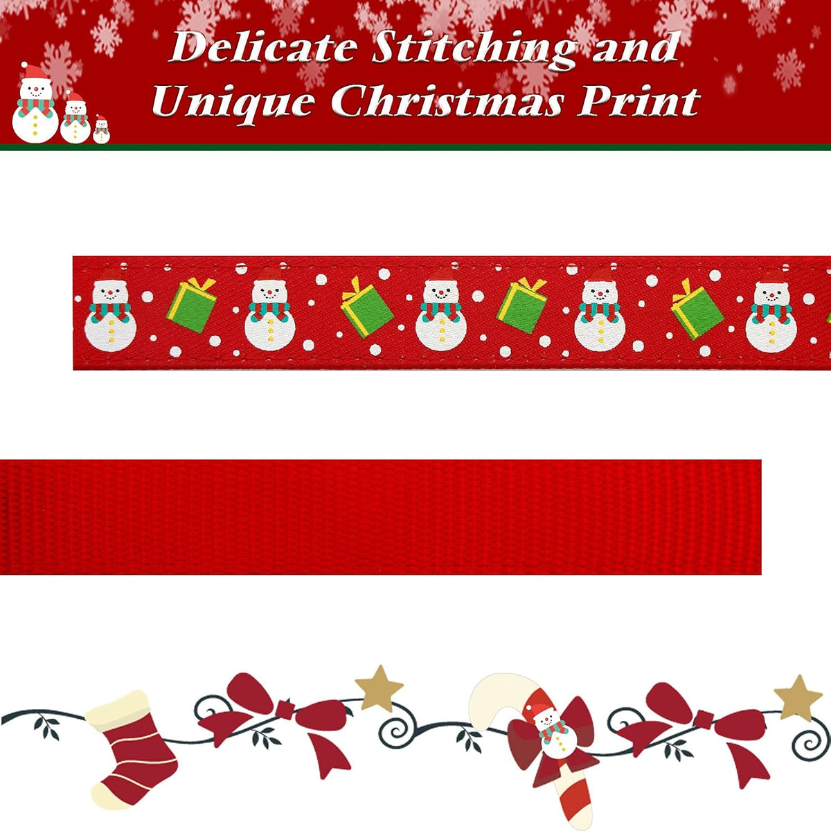 azuza Christmas Dog Collar Adjustable Xmas Dog Collars with Christmas Antler Bow tie Accessories Snowman Dog Collar for Medium Dogs