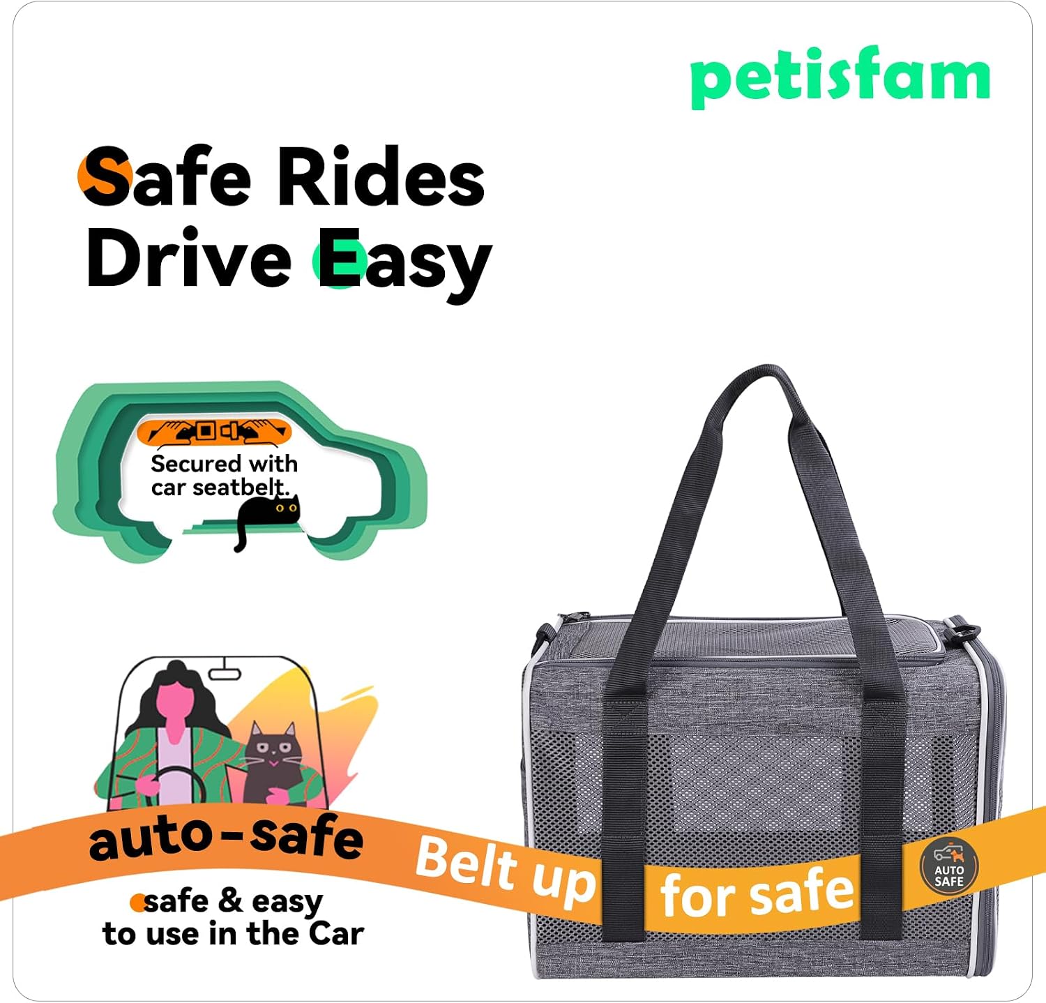 Soft Pet Carrier Bag for Cats and Puppy Under 20 lbs. Sturdy, Safe, Comfortable and Lightweight