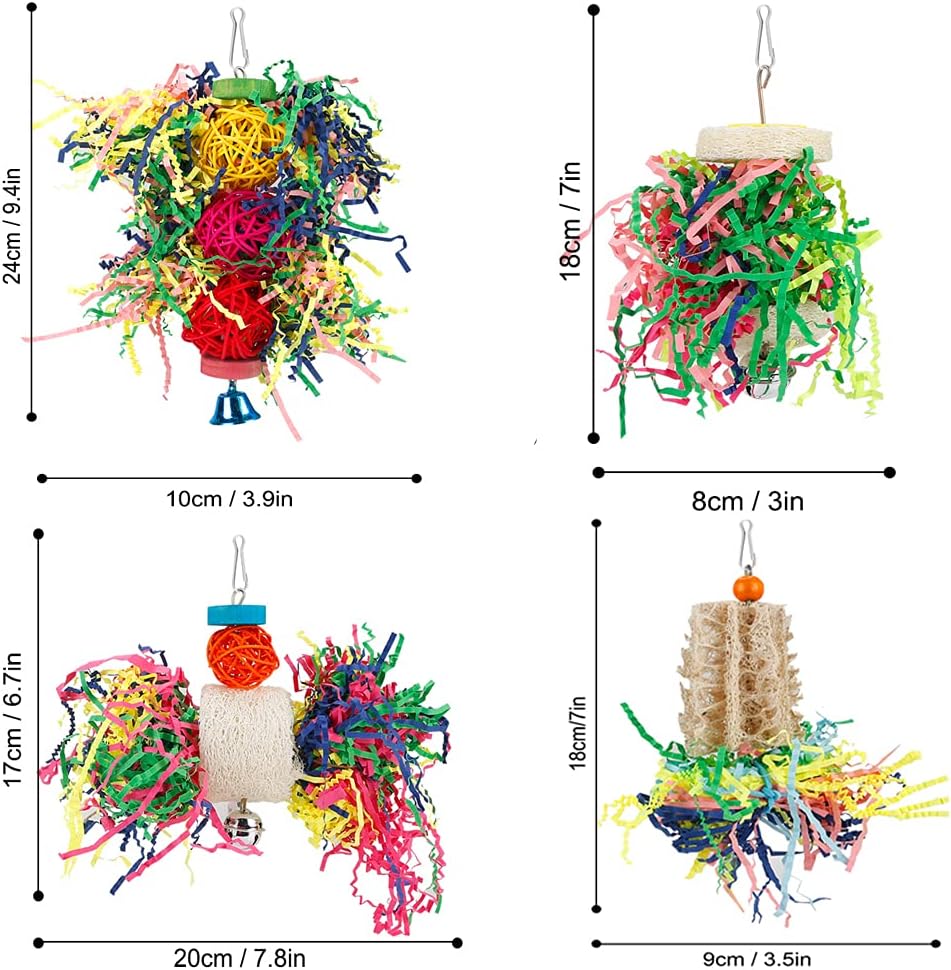 Bird Shredding Foraging Toys Parakeet Toy Chewing Hanging Toy Shredded Paper Bird Cage Accessories Bird Rope Perch for Conure Cockatiel Budgies Lovebird Parrotlet