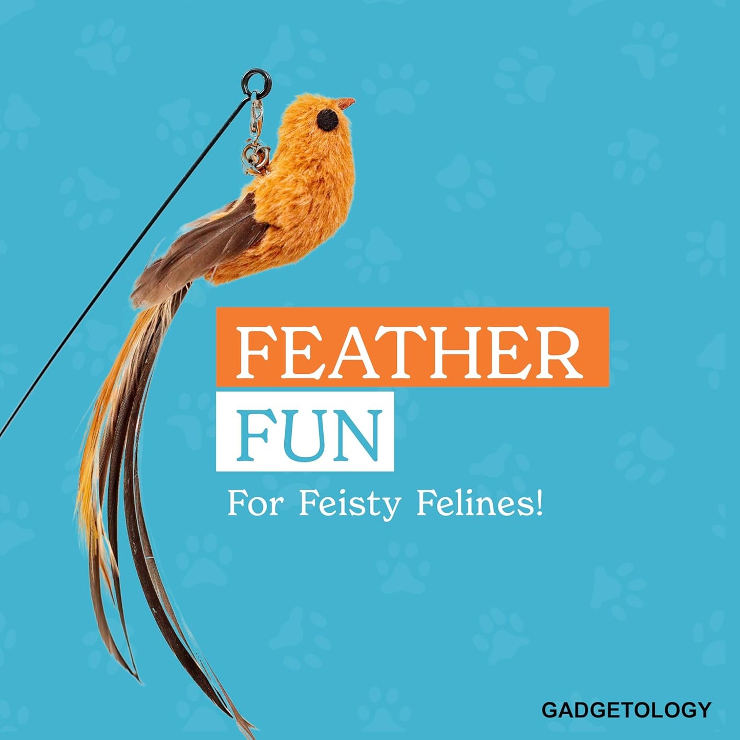 Interactive Bird Simulation Cat Toy Set for Bored Indoor Adult Cats Feather Toy Wand 5 Pcs Natural Bird Feathers Stable Round Base Wand Cat Toys for Indoor Cats Hunting Toys