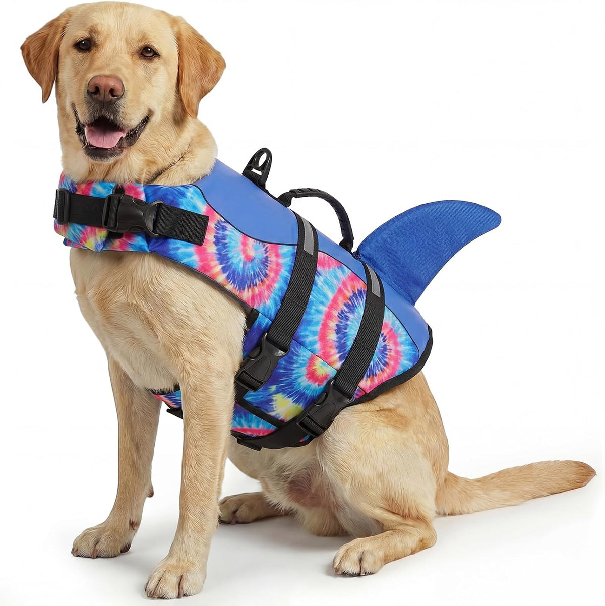 ASENKU Dog Life Jacket - Pet Safety Vest for Swimming & Boating, Shark Life Jacket with Floatation, Dog Lifesavers Swimsuits for Small Medium Large Dogs (Blue Bandhnu, XL)