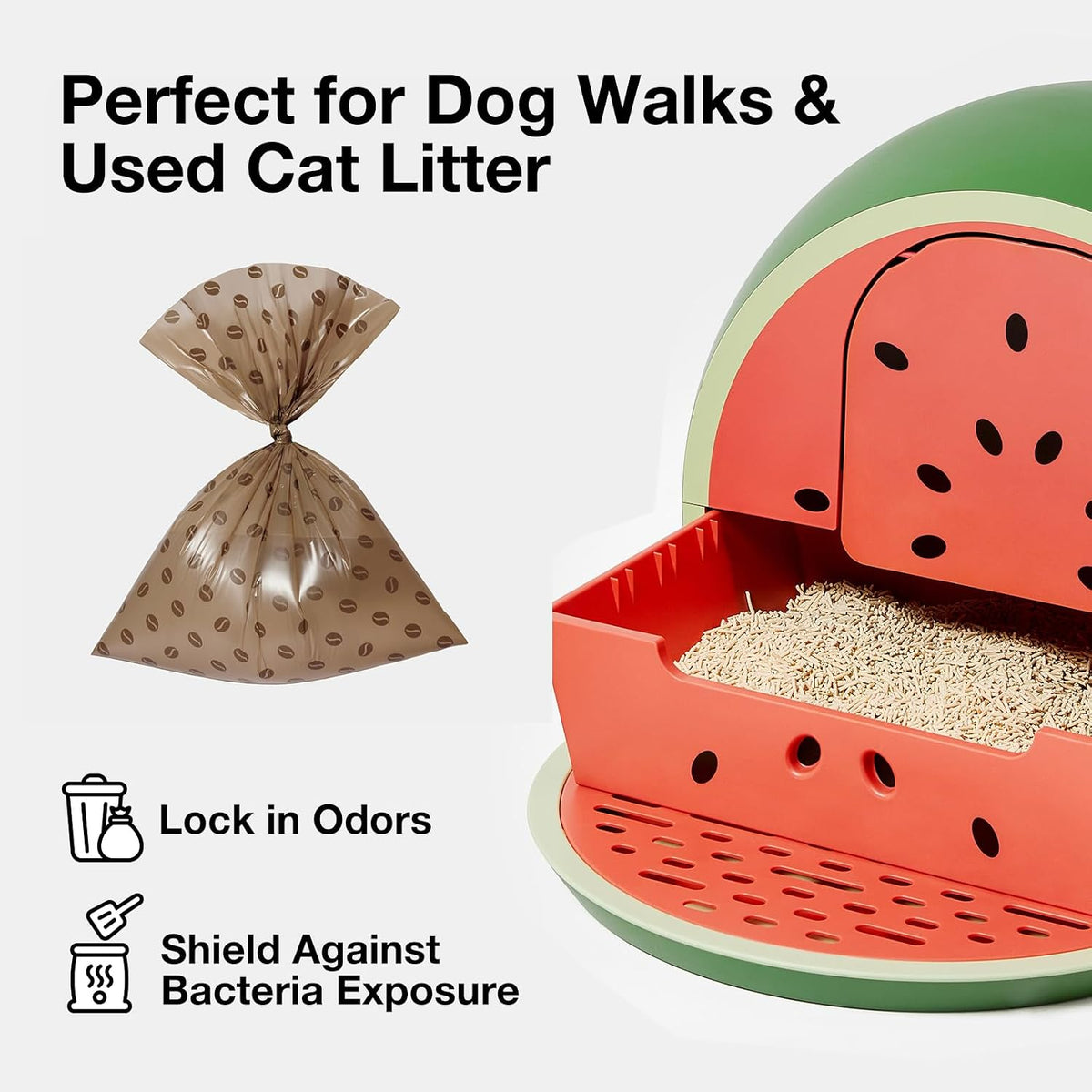 VETRESKA Dog Poop Bags Dispenser with Coffee Scented Waste Bags, Leak Proof, Extra Thick & Strong, 1 Holder and 105 Count Pet Poop Bags (7 Refill Rolls) for Dogs and Cats