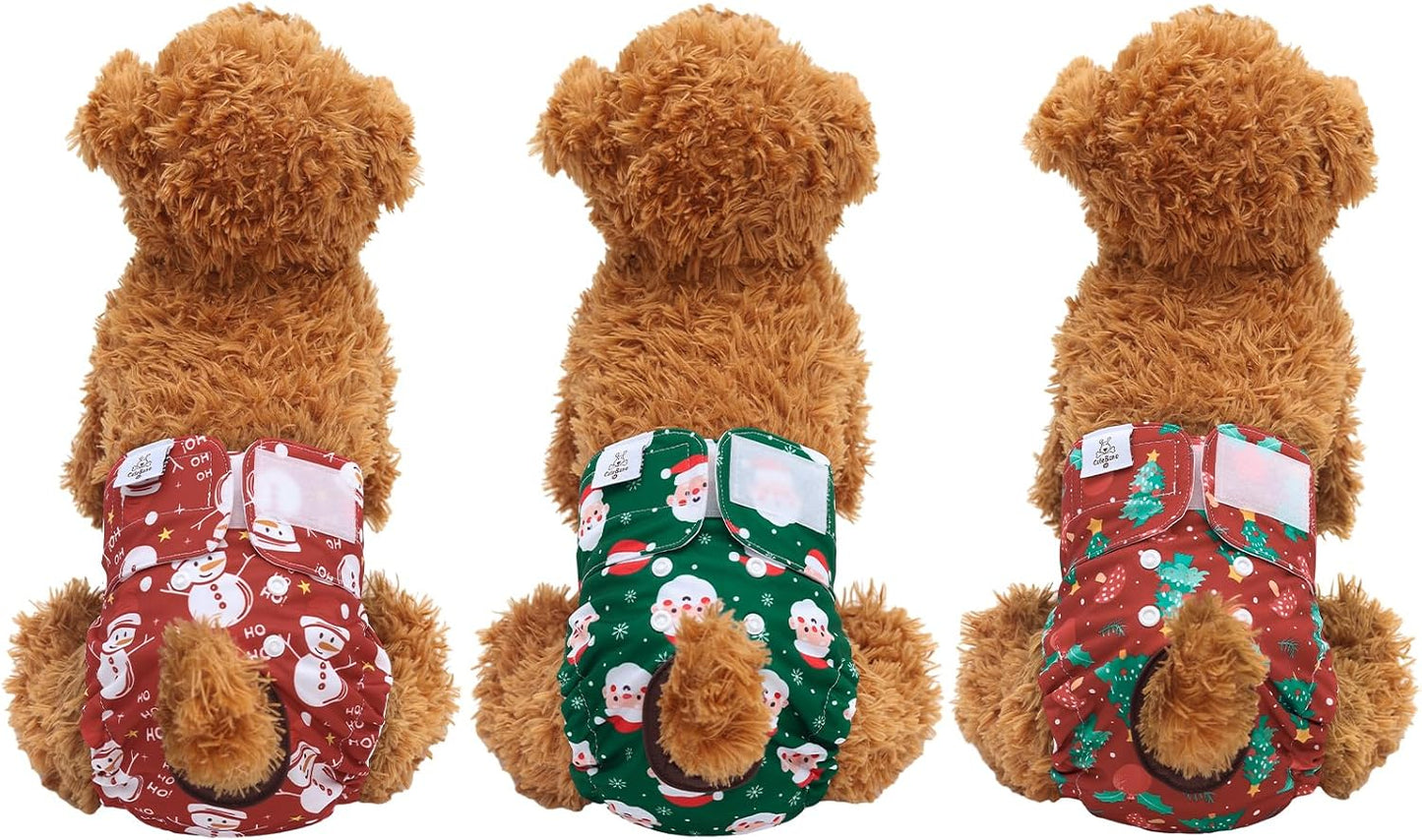 CuteBone Dog Diapers Female Washable Small Medium Large 3 Pack Reusable Doggie Diapers Puppy Period Pants for Doggy Heat Cycle Peeing D75M