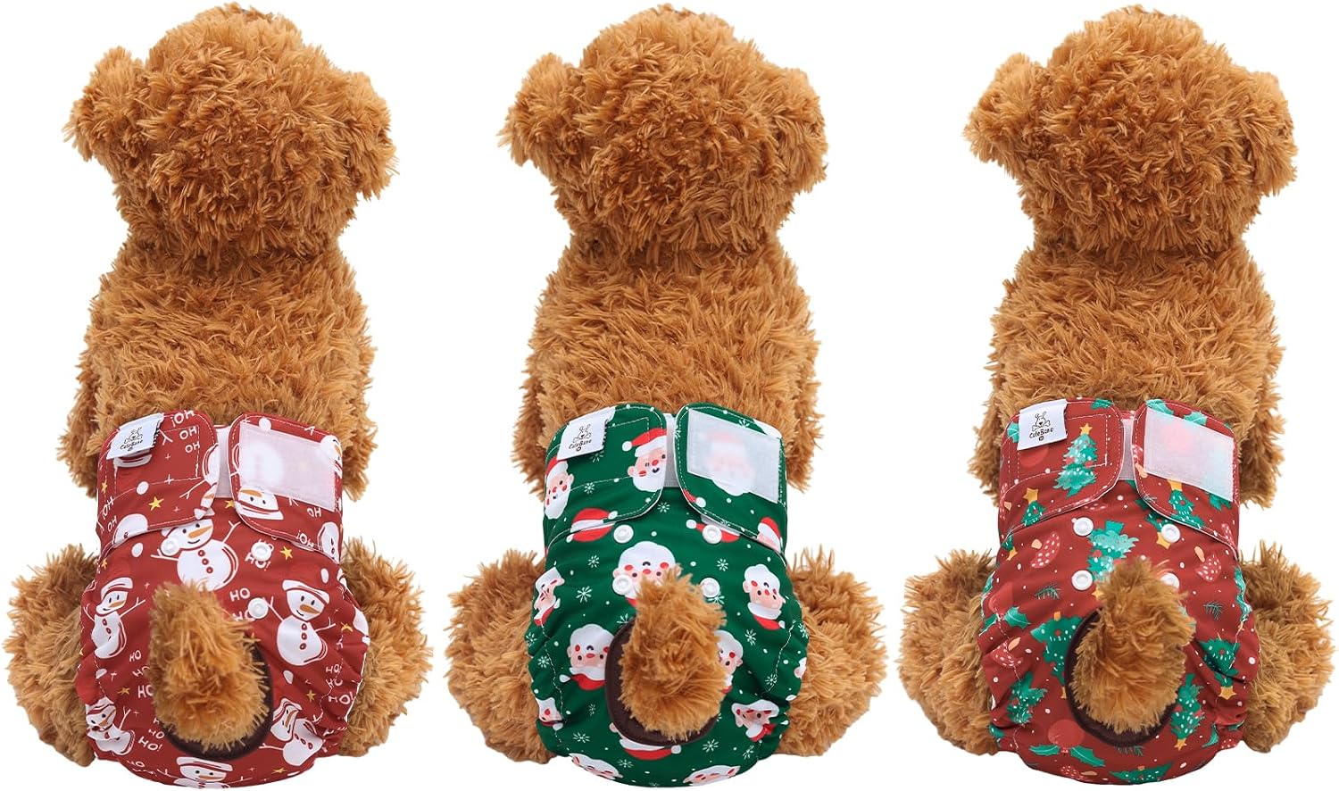 CuteBone Dog Diapers Female Washable Small Medium Large 3 Pack Reusable Doggie Diapers Puppy Period Pants for Doggy Heat Cycle Peeing D75M