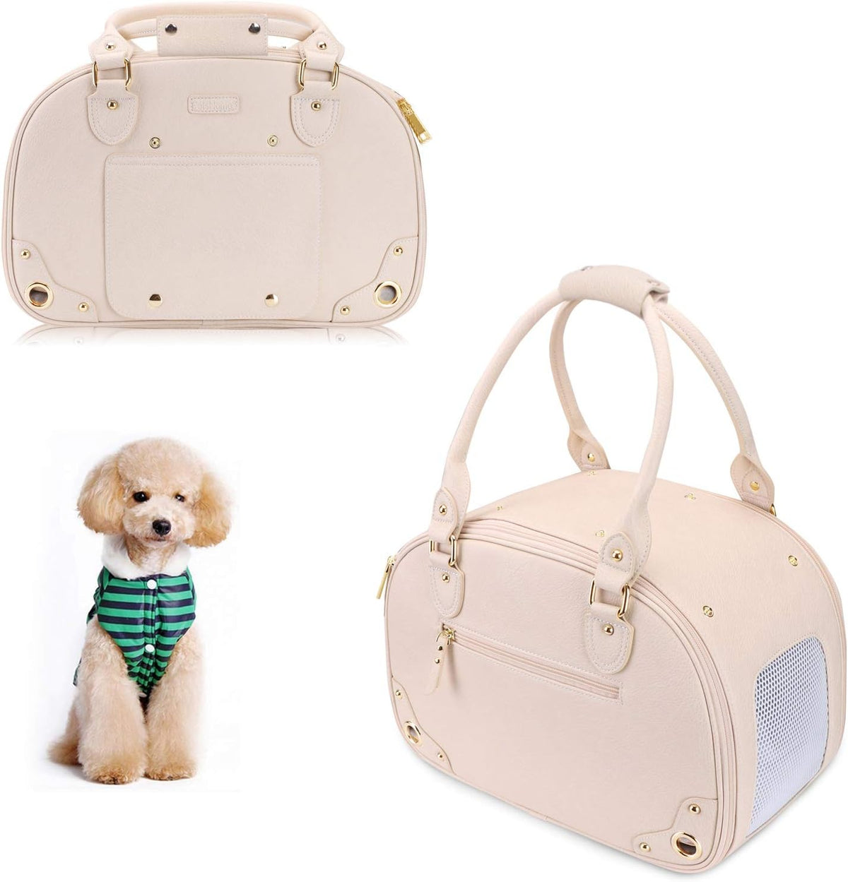 PetsHome Dog Carrier, Pet Carrier, Dog Purse, Foldable Waterproof Premium PU Leather Pet Travel Portable Bag Carrier for Cat and Small Dog Home & Outdoor