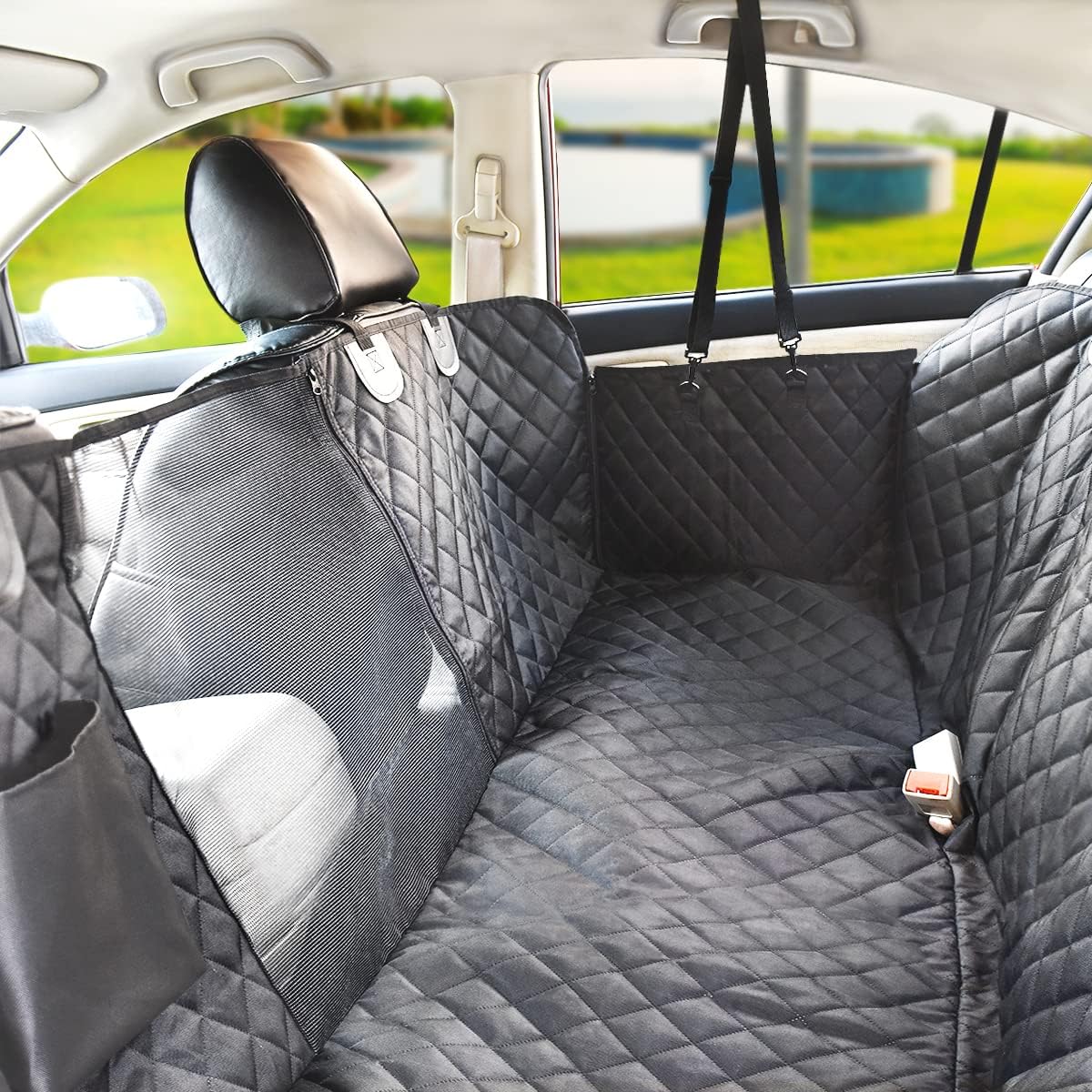 Vailge Dog Car Seat Cover for Back Seat, 100% Waterproof Back Seat Pet Cover for Dogs with Mesh Window, Scratch Prevent Antinslip Dog Hammock for Car