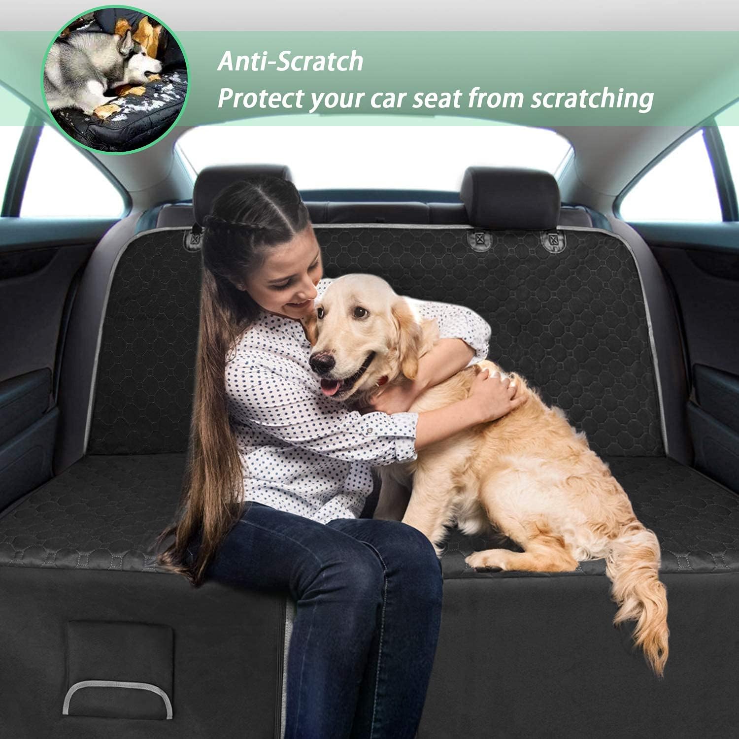 Mancro Dog Car Seat Cover for Back Seat, 2026 Upgraded 600D Heavy Duty Waterproof & Scratch-Resistant Dog Hammock for Car, Back Seat Pet Cover for Dogs with Sedan, Trucks and SUVs, Standard, Black