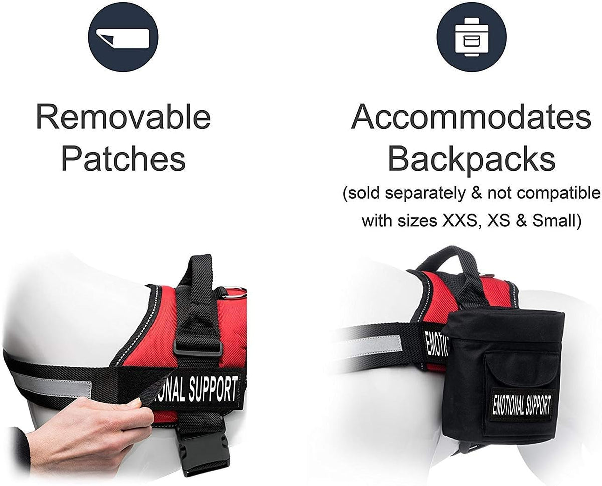 Emotional Support Dog Vest Harness With Reflective Straps, Interchangeable Patches, & Top Mount Handle - ESA Dog Vest in 8 Adjustable Sizes - Heavy Duty Emotional Support Dog Harness for Working Dogs