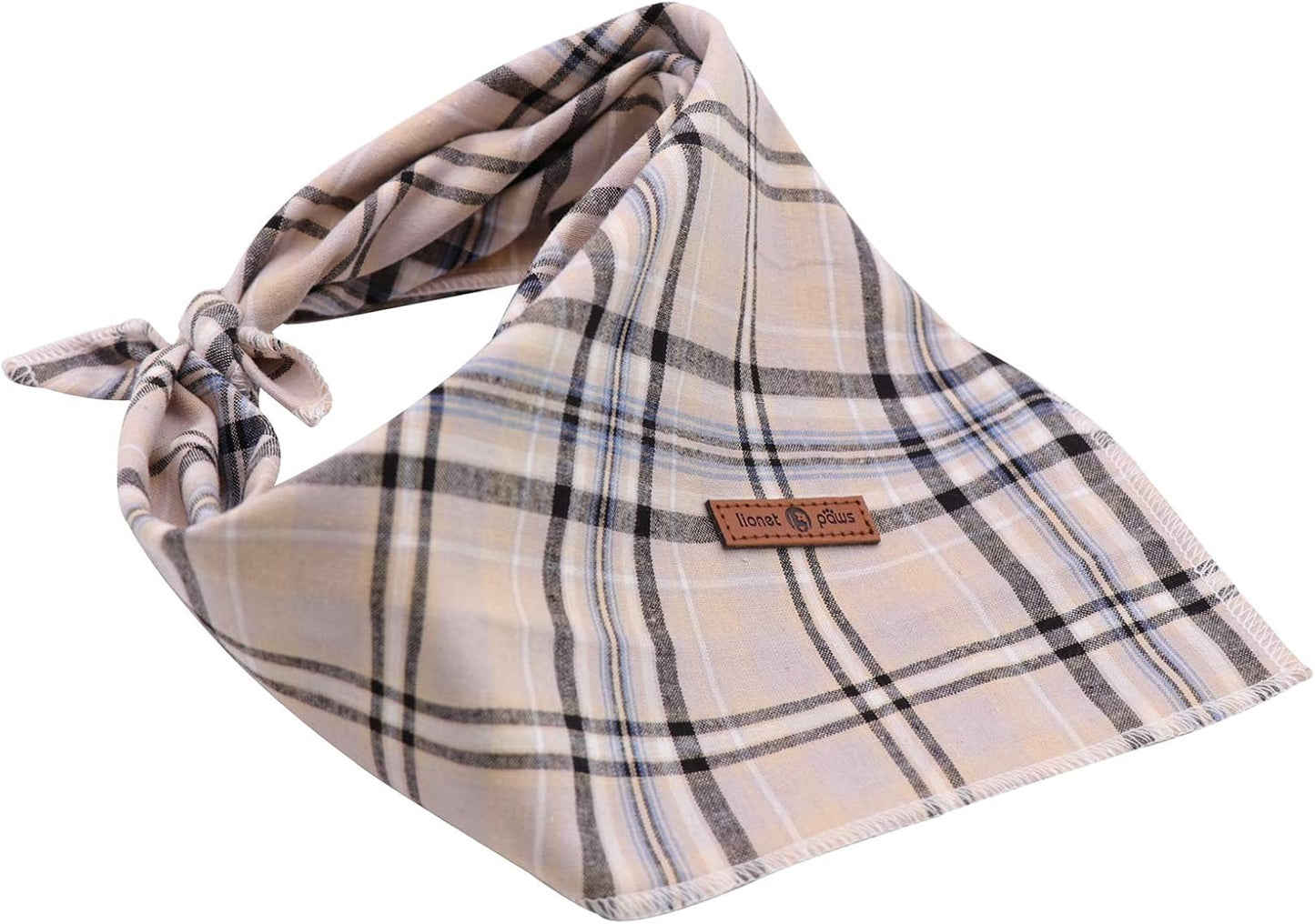 Lionet Paws Dog Bandana Washable Cotton Handkerchief Scarf Triangle Bandana for Small Medium Large Dogs Grey