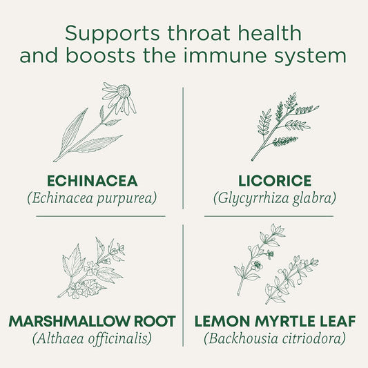 Traditional Medicinals Organic, Throat Coat Lozenges, Lemon Ginger Echinacea - Herbal Cough Drops, Helps Soothe Sore Throat - Non-GMO, Stimulant-Free - 16 Count