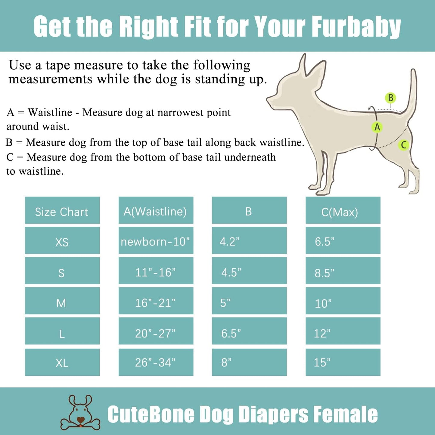 CuteBone Dog Diapers Female Washable Small Medium Large 3 Pack Reusable Doggie Diapers Puppy Period Pants for Doggy Heat Cycle Peeing D75M