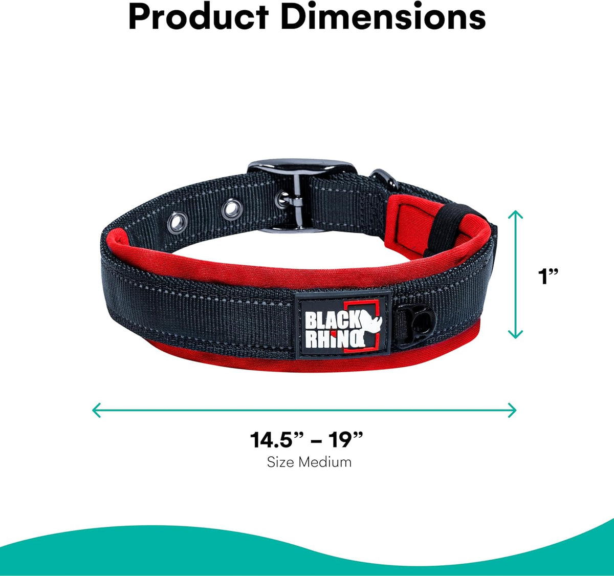Black Rhino - The Comfort Collar Ultra Soft Neoprene Padded Dog Collar for All Breeds - Heavy Duty Adjustable Reflective Weatherproof (Small, Red/Black)
