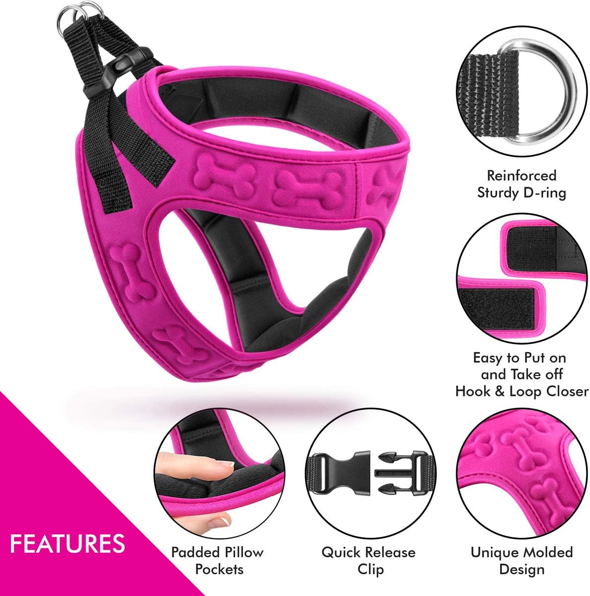 Comfort Fit Dog Harness Soft Padded No Pull Harness with Adjustable Buckles for Small Medium Large Dogs Step in Pet Vest with Easy Control Handle for Walking Jogging Running Training Dogs & Puppies
