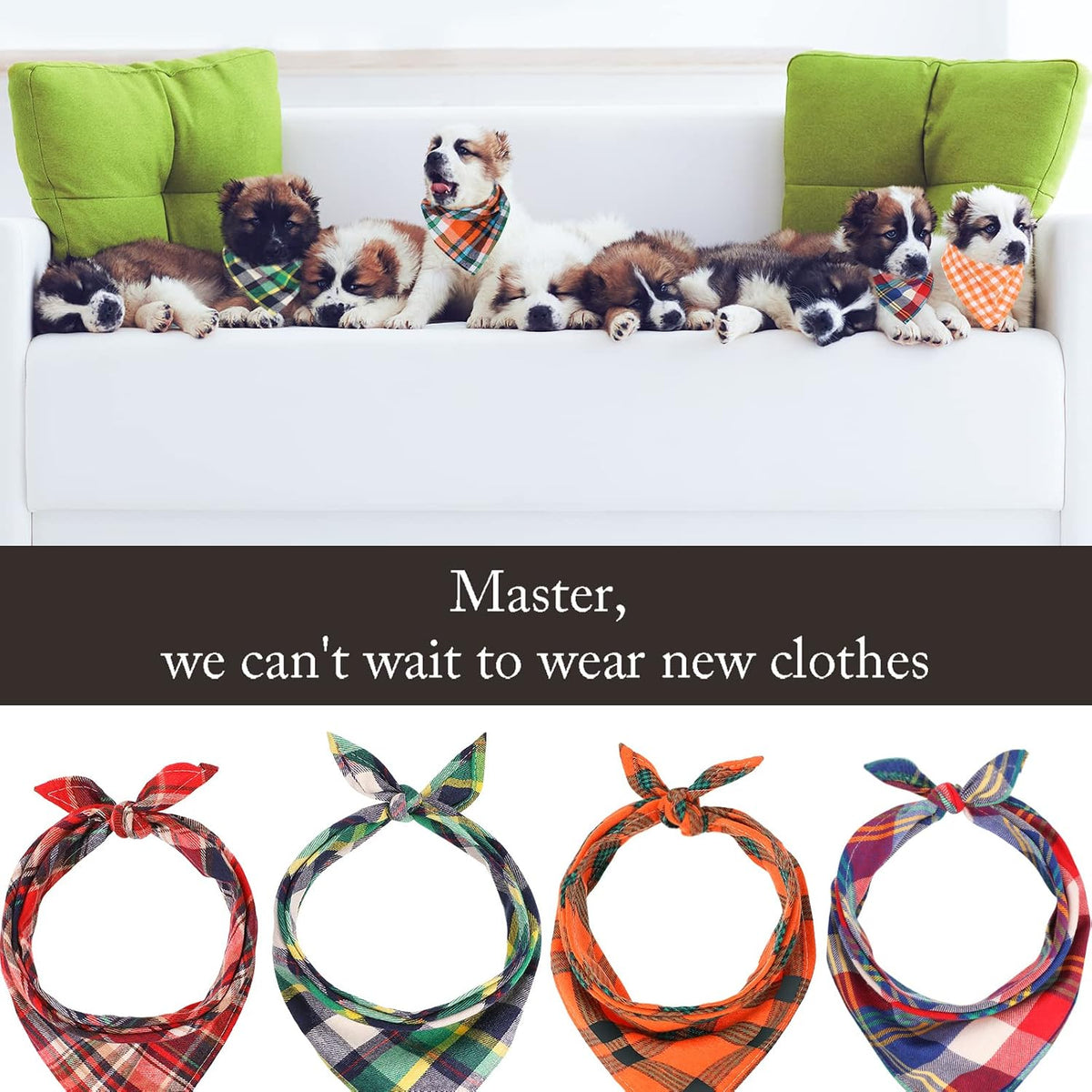 Syhood 12 Piece Dog Bandanas Plaid Pet Bandanas Scarf Triangle Bibs Kerchief Washable Reversible Adjustable Pet Costume Accessories for Small Large Dogs and Cats(Lattice Graphic)