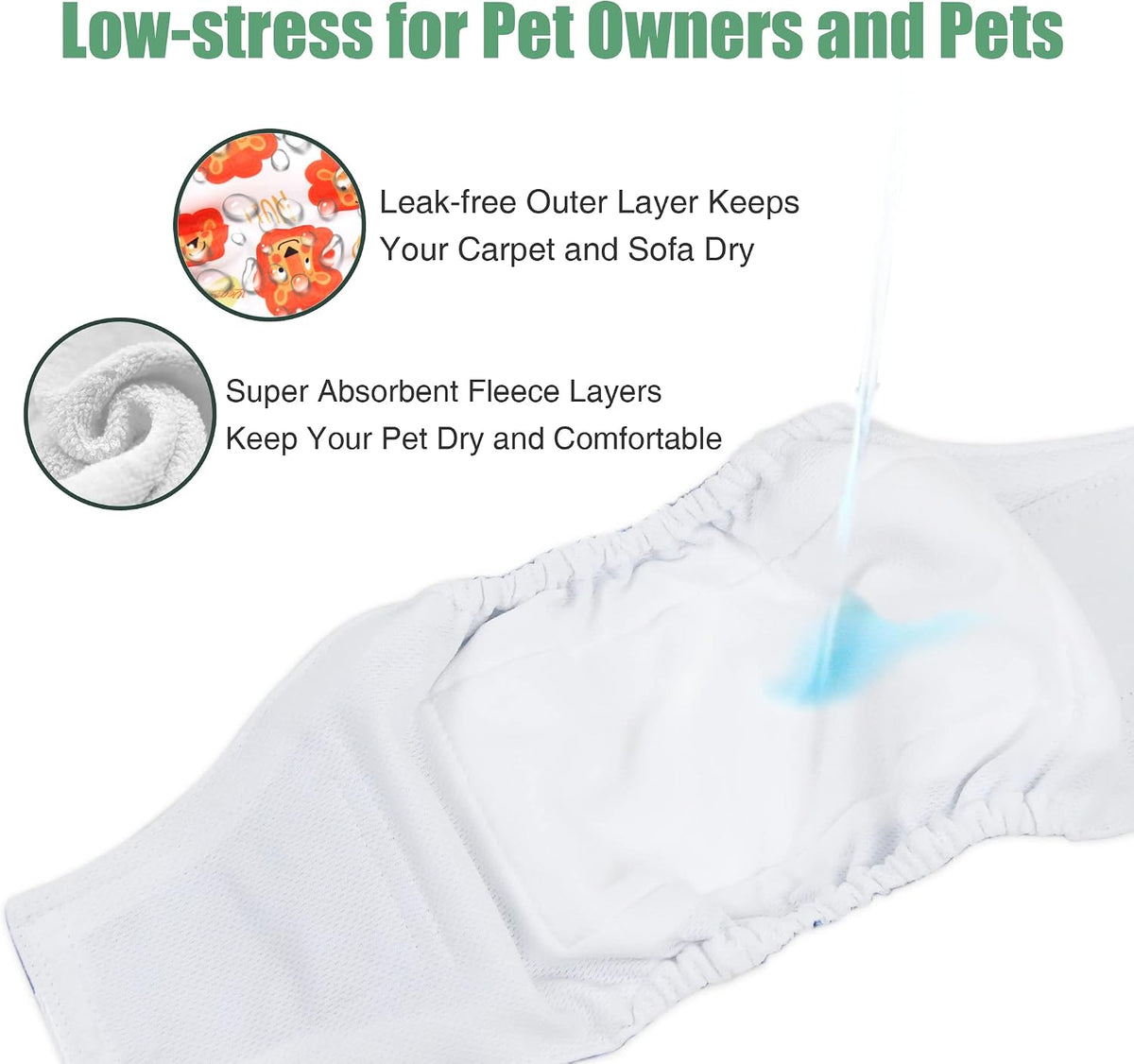 Wegreeco Washable Male Dog Belly Band (Stylish Pattern)- Pack of 3 - Washable Male Dog Belly Wrap, Dog Diapers Male (XS, Magic)