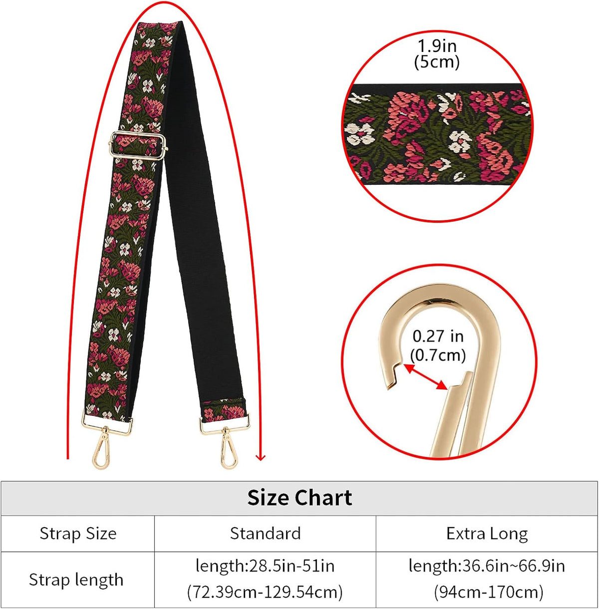 ZOOEASS Wide Shoulder Strap Adjustable Replacement Belt Crossbody Canvas Bag Handbag