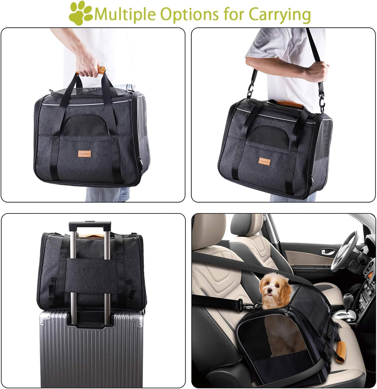 Morpilot Cat Carrier - Cat Carrier Soft for Medium or Large Cats up to 20lbs, with Dual-Sided Cushion, Secure Buckle and Foldable Bowl, Dog Carriers for Small Dogs - Pet Carrier (Dark Gray)