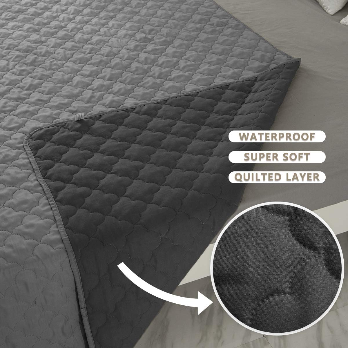 SPXTEX Dog Bed Cover Washable Pee Pads Dog Blankets for Puppy Large Dog Cat,Sofa Reversible Changing Pad Reusable 1 Piece（82"x82",Dark Grey+Grey）
