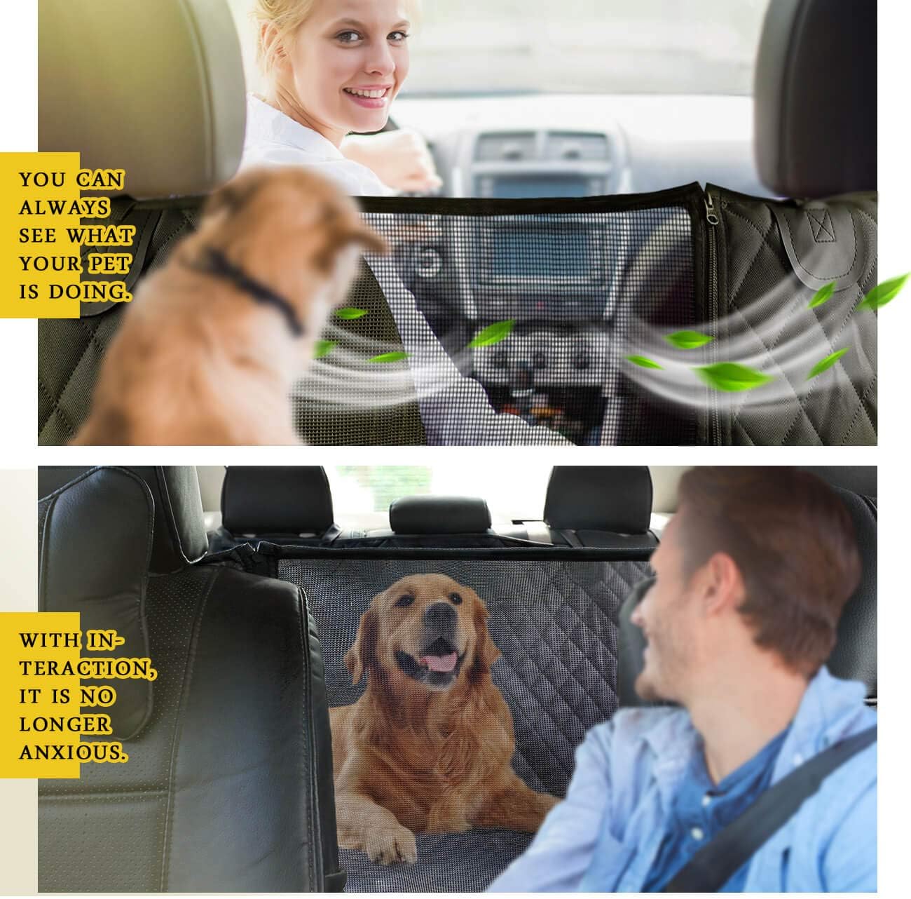 Vailge Dog Car Seat Cover for Back Seat, 100% Waterproof Back Seat Pet Cover for Dogs with Mesh Window, Scratch Prevent Antinslip Dog Hammock for Car