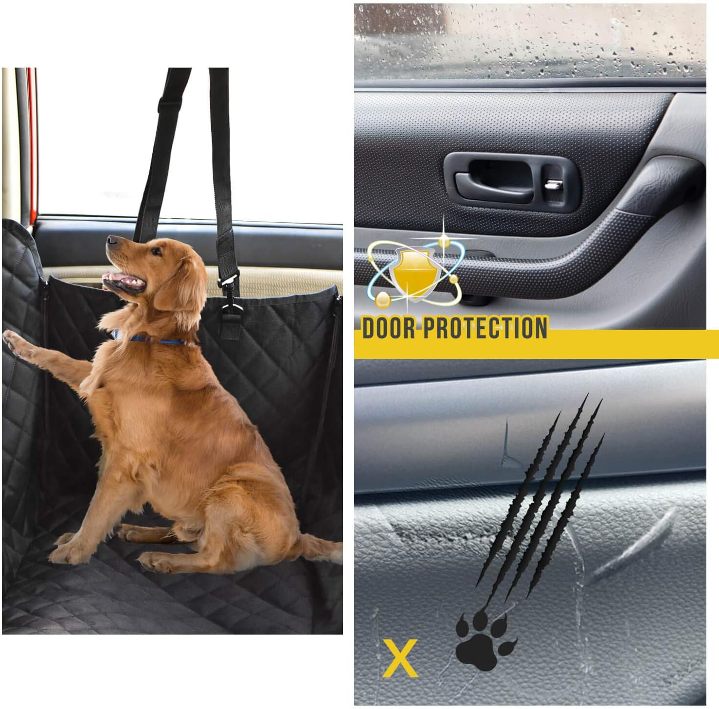 Vailge Dog Car Seat Cover for Back Seat, 100% Waterproof Back Seat Pet Cover for Dogs with Mesh Window, Scratch Prevent Antinslip Dog Hammock for Car
