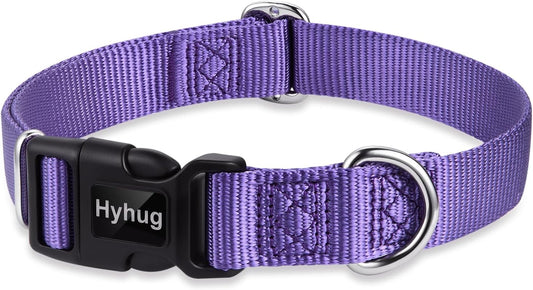 Hyhug Medium Dog Collar:Heavy-Duty Quick-Release Nylon Buckle, Adjustable & Durable, Cute Dog Collar (Medium, Ultra Violet)