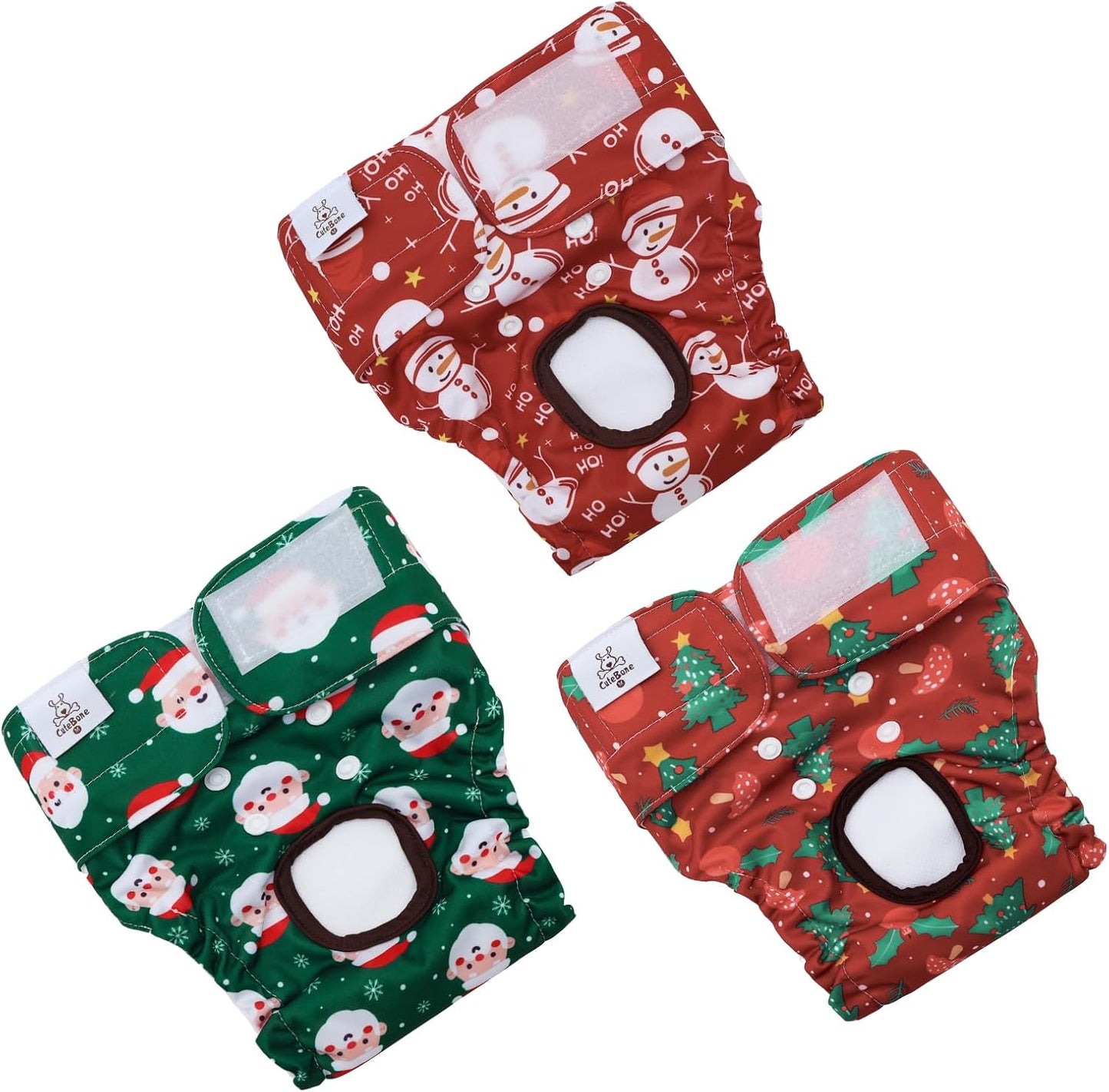 CuteBone Dog Diapers Female Washable Small Medium Large 3 Pack Reusable Doggie Diapers Puppy Period Pants for Doggy Heat Cycle Peeing D75M
