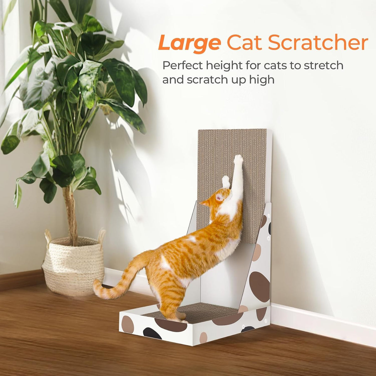 ComSaf Cat Scratcher L Shape, 25" Cat Scratching Post for Indoor Cats Adults with Cat Scratch Box and Cat Sratching Board, Vertical Wall Cat Scratch Pad Bed