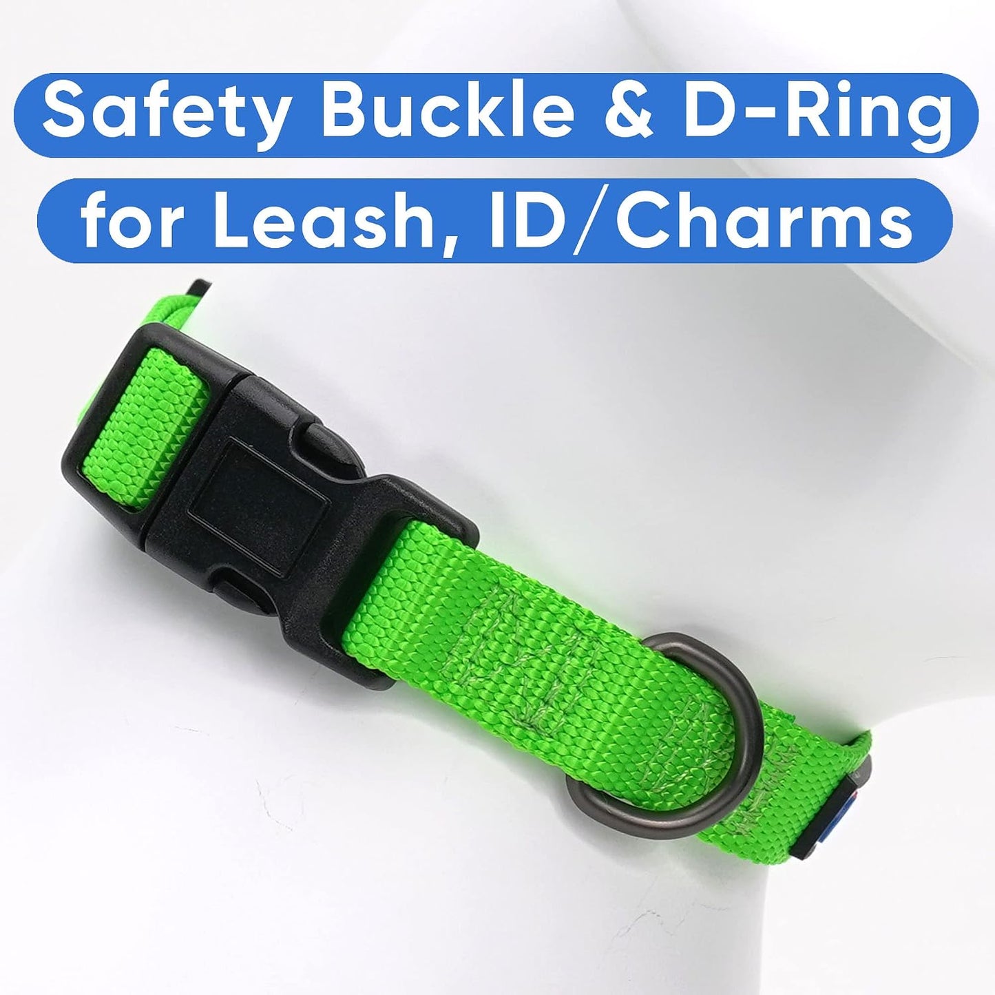 Pawtitas Dog Collar for Large Dogs Adjustable Dog Collar Heavy Duty Waterproof Collars for Dogs with Quick-Release Buckle - Green Dog Collar for Large Breeds