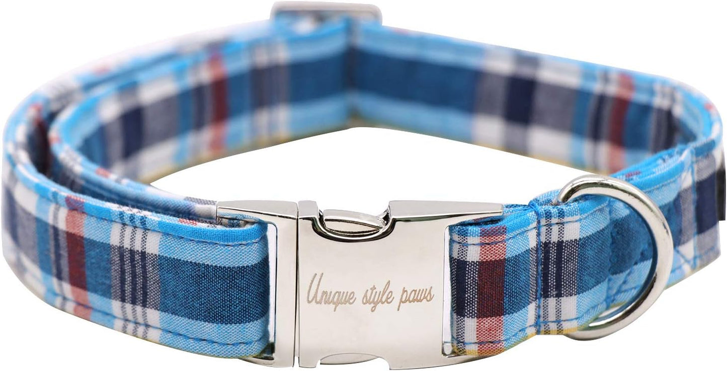 Unique style paws Plaid Dog Collar with Bow Pet Gift Adjustable Soft and Comfy Bowtie Collars for Small Medium Large Dogs