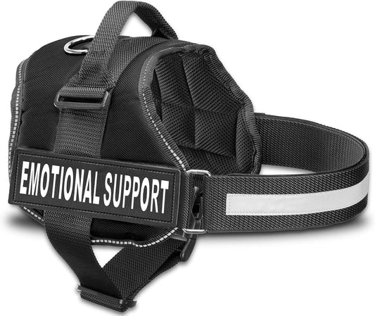 Industrial Puppy Emotional Support Vest Harness - Durable and Adjustable Dog Vest with Reflective Straps, Removable Patches, Handle & D-Ring, Travel and Daily Use, Small 19.5-25" - Black
