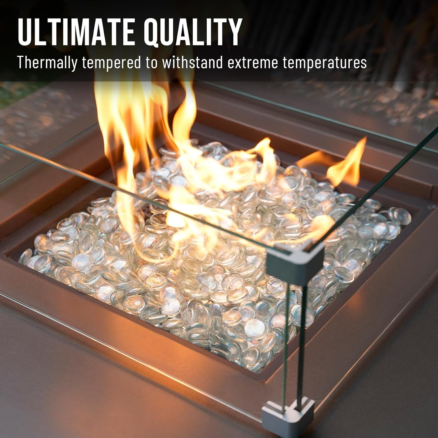 Skyflame 10-Pound Fire Glass Beads for Fire Pit Fireplace, 1/2-Inch Size Crystal Ice Reflective Decorative Blended Fireglass Drops for Landscaping