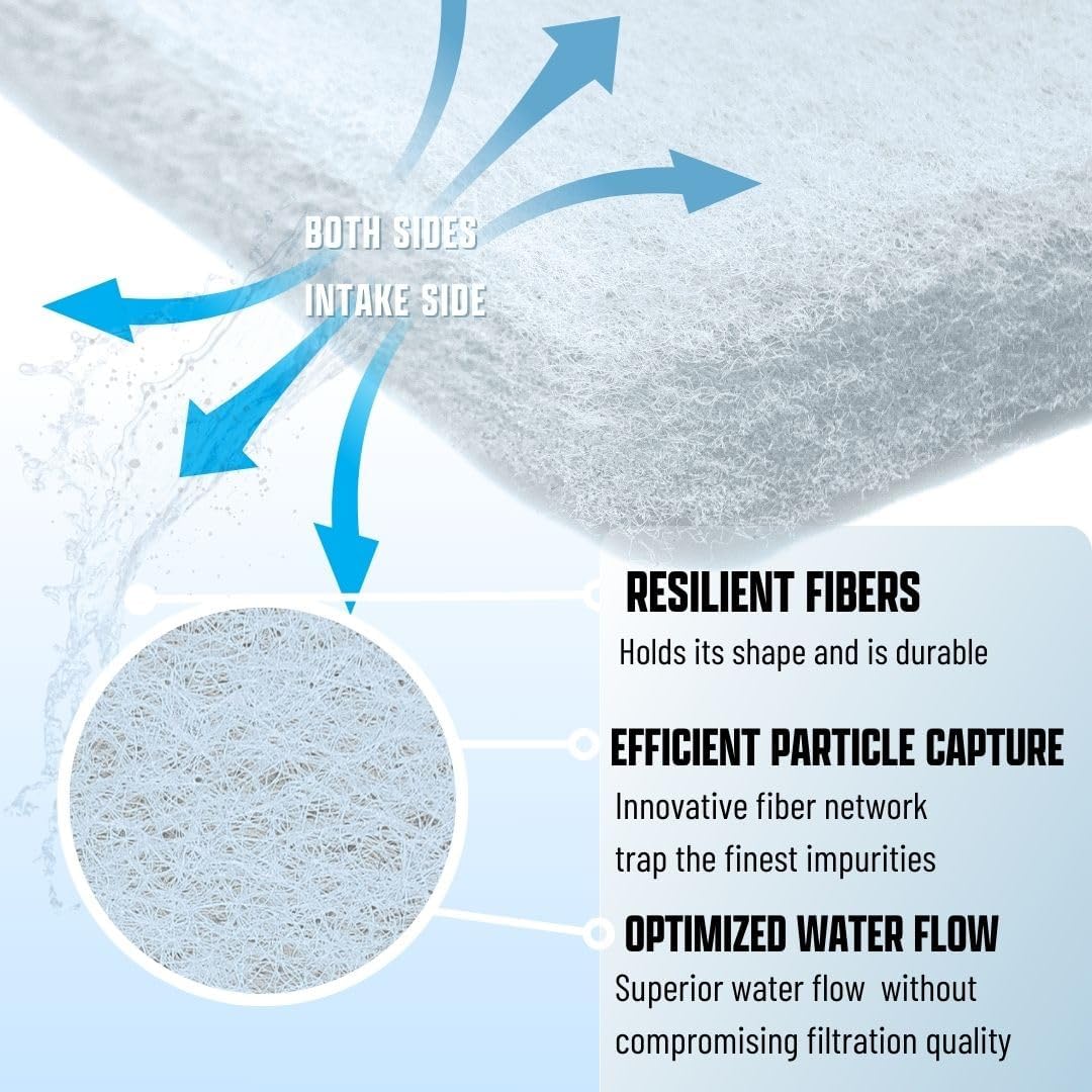 Premium Aquarium Filter Media Pad - Cut-to-Fit Roll, Fresh and Saltwater Safe, Blue & Dye-Free Options, Made in USA (Dye Free, 12"x120" (10 ft) x 0.75")