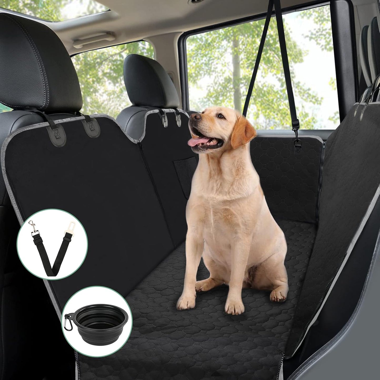 Mancro Dog Car Seat Cover for Back Seat, 2026 Upgraded 600D Heavy Duty Waterproof & Scratch-Resistant Dog Hammock for Car, Back Seat Pet Cover for Dogs with Sedan, Trucks and SUVs, Standard, Black