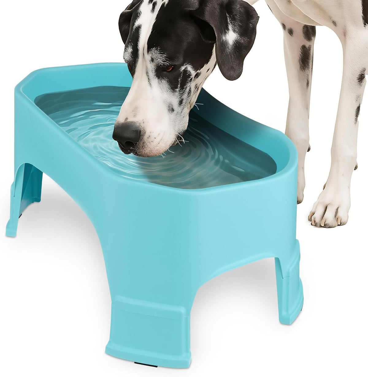 Neater Pet Brands Extra Large Water Bowl for Dogs, Elevated Outdoor Dog Water Bowl (2.25 Gallon XL Capacity), Big Trough Style Food Dish for Indoors or Outside, No Spill Large Dog Bowls, Aquamarine