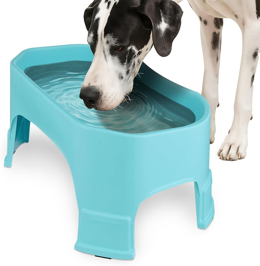Neater Pet Brands Extra Large Water Bowl for Dogs, Elevated Outdoor Dog Water Bowl (2.25 Gallon XL Capacity), Big Trough Style Food Dish for Indoors or Outside, No Spill Large Dog Bowls, Aquamarine
