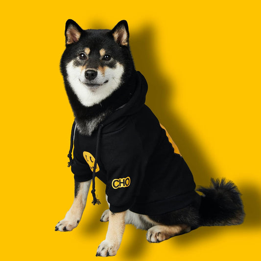 ChoChoCho Smiley Dog Hoodie Stylish Dog Clothes Smiley Face Sweater Cotton Sweatshirt Fashion Outfit for Dogs Cats Puppy Small Medium Large (2XL, Black)