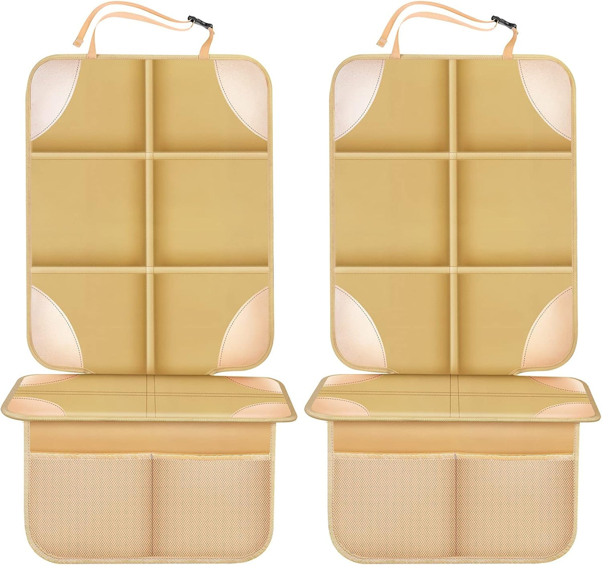 Meolsaek Car Seat Protector, Non-Slip Backing Will Not Leave Imprint, Waterproof Thicker Car Seat Cover for SUV, Sedan, Truck, Leather Car Seat Cushion (Ochre)