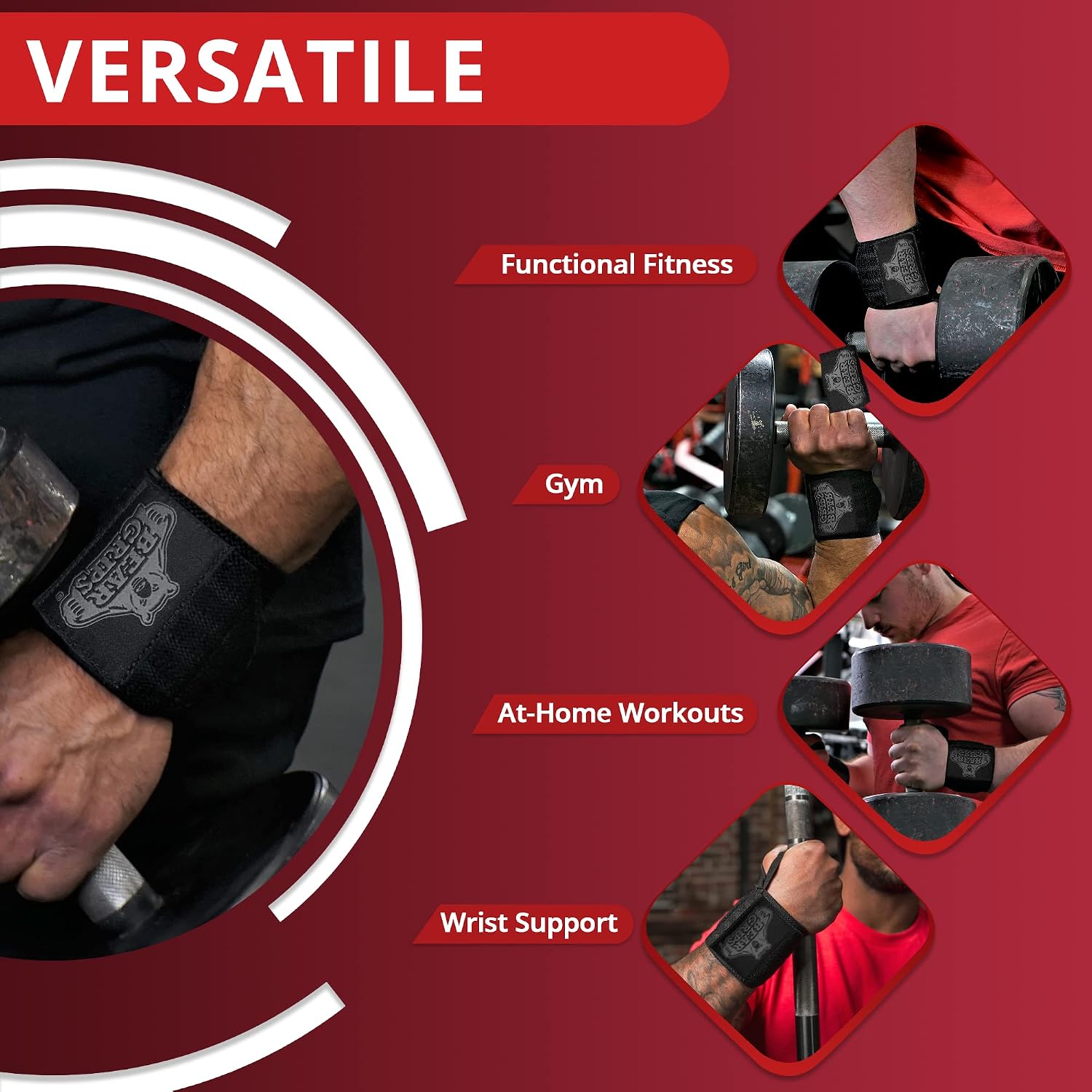 Bear Grips Wrist Wraps for Weightlifting | Weight Lifting Wrist Straps for Weightlifting | Extra Strength Gym Wrist Wraps | Two Wrist Wrap Per Pack | 12” & 18” | Lifting Wrist Wraps for Men & Women