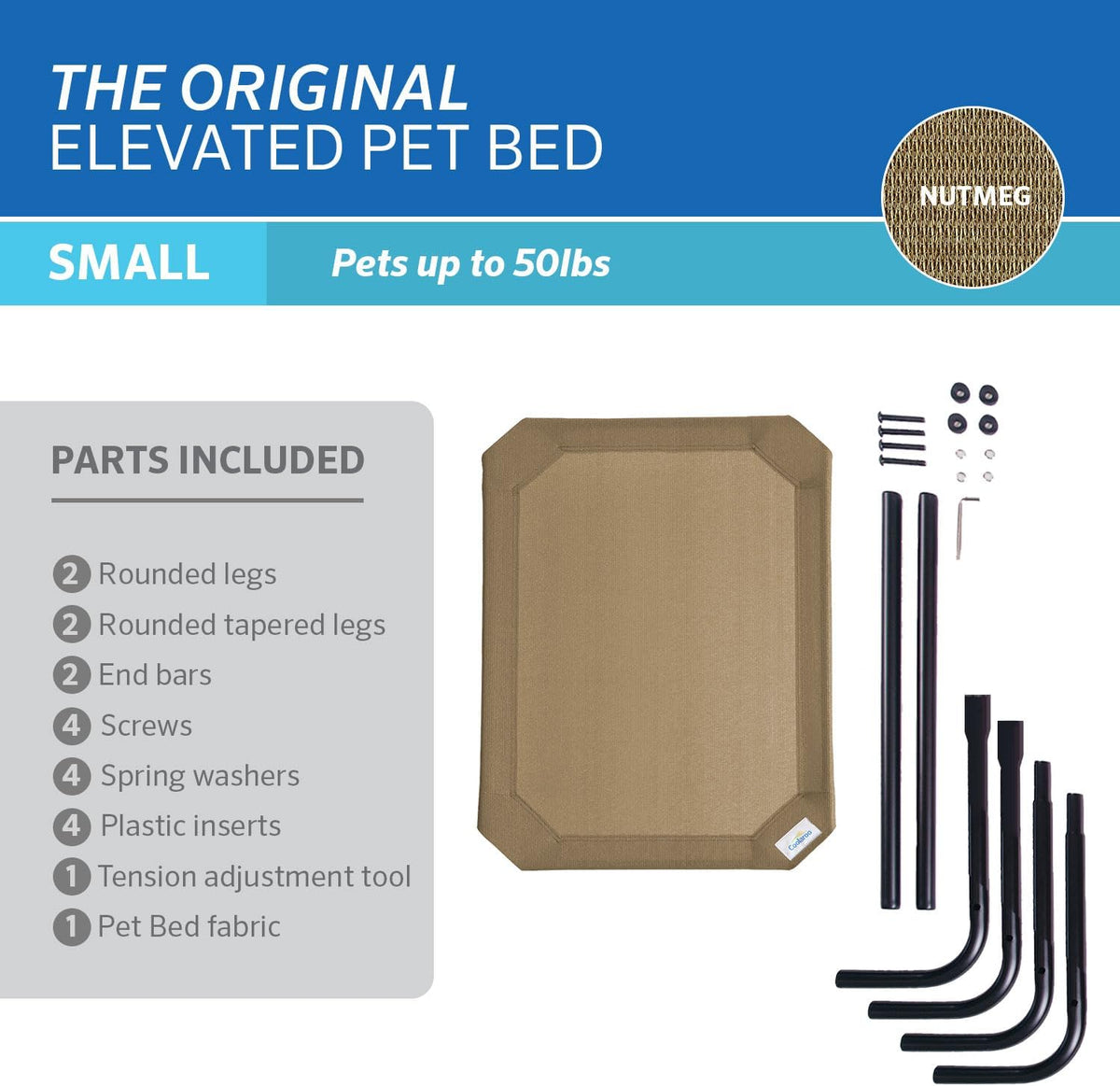 Coolaroo The Original Cooling Elevated Pet Bed, Small, Nutmeg