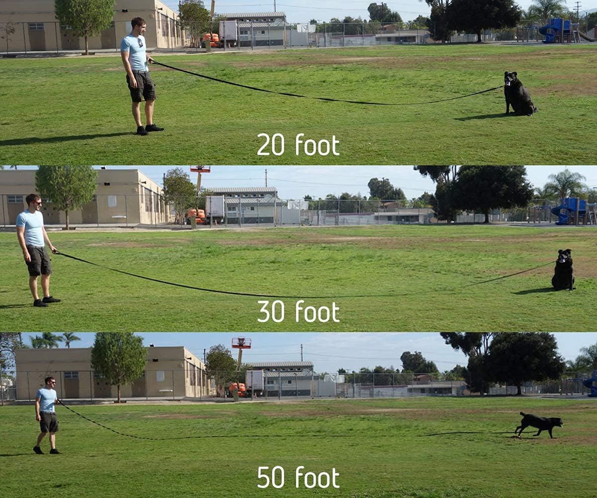 Leashboss Extra Long Dog Leash - Long Lead Leash for Dog Training - Recall Leash for Dogs Outside 30 Foot Black