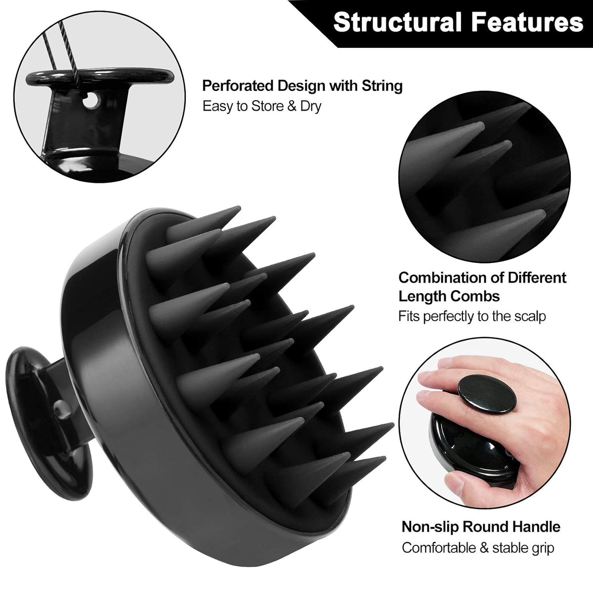 FREATECH Scalp Massager Hair Growth, Scalp Scrubber with Soft Silicone Bristles for Dandruff and Hair Care, Shampoo Brush Hair Massager Scalp Exfoliator for Wet & Dry, Long Curly Thick Hair, Pink